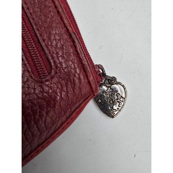 Vintage Brighton Leather Clutch Purse Heart Accents & Silver Tone Zipper Pulls - Picture 5 of 7